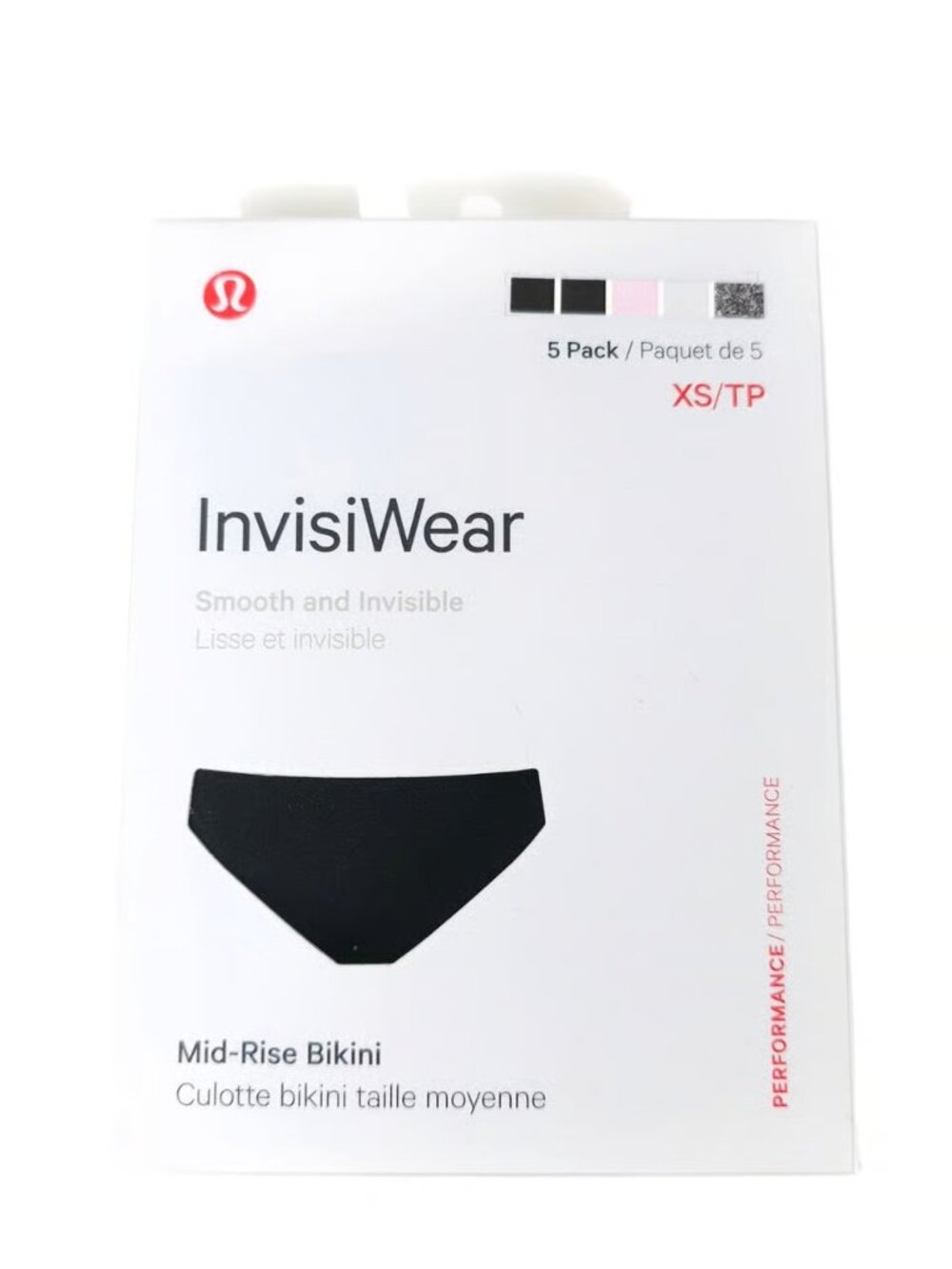NEW LULULEMON InvisiWear Mid-Rise Bikini 5 Pack Black Pink Beige Multi XS